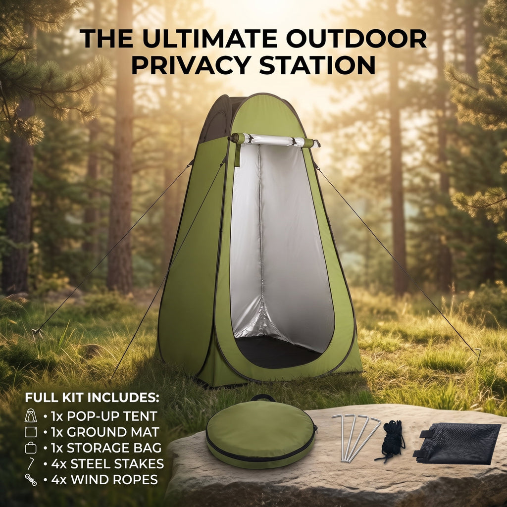 EZBY Shower Tent,Portable Camping Privacy Tent,Pop Up Changing Tent with Removable Floor and Carry Bag for Camping Beach Hiking Travelling,Dark Green