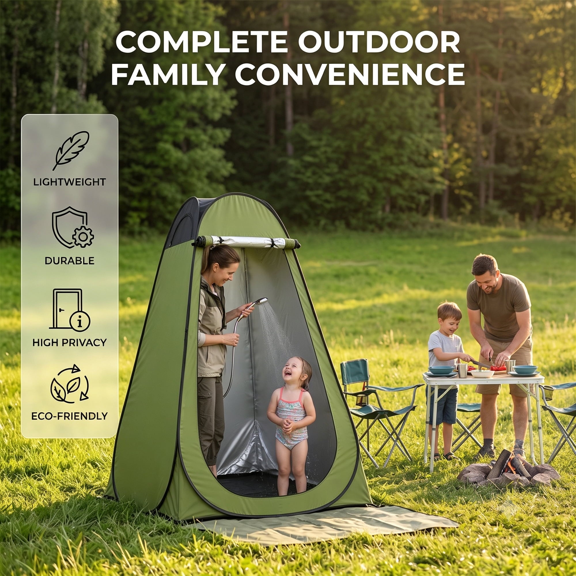 EZBY Shower Tent,Portable Camping Privacy Tent,Pop Up Changing Tent with Removable Floor and Carry Bag for Camping Beach Hiking Travelling,Dark Green