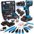 EZBY 21V Cordless Drill Set,Electric Power Drill Driver with 2 Batteries and Screw Kit,3/8" Keyless Chuck,2 Variable Speed, for Home Repair & DIY
